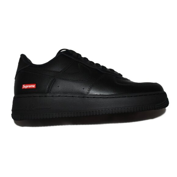 nib SUPREME x AIR FORCE 1 Low Box Logo Sneakers in Black Leather - Unisex M9/W11 - Picture 9 of 16